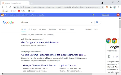 IEability – Chrome में Internet Explorer चलाएं | IE Tab मोड डाउनलोड करें - Screenshot 3