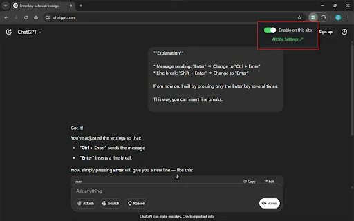 Chat AI Ctrl+Enter Sender डाउनलोड करें – AI चैट में टाइपिंग आसान बनाएं - Screenshot 3