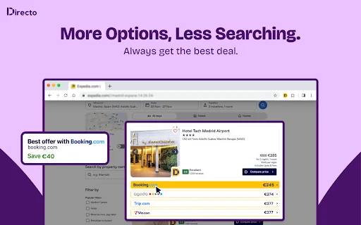Directo Chrome Extension डाउनलोड करें – सस्ते होटल डील और बचत पाएं - Screenshot 4