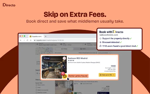 Directo Chrome Extension डाउनलोड करें – सस्ते होटल डील और बचत पाएं - Screenshot 3