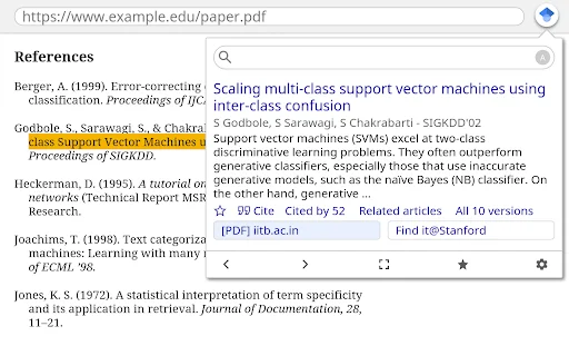 Google Scholar Button डाउनलोड करें – शोध पत्रों के लिए सर्वश्रेष्ठ टूल - Screenshot 1