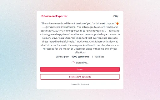 ICommentExporter डाउनलोड करें – Instagram Comments Export टूल - Screenshot 2