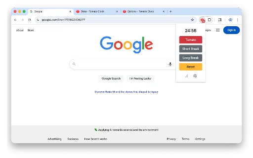 Tomato Clock डाउनलोड करें – सर्वश्रेष्ठ पोमोडोरो टाइमर एक्सटेंशन - Screenshot 1