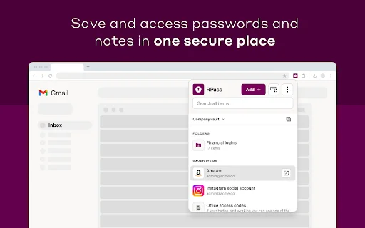 RPass Chrome एक्सटेंशन डाउनलोड करें – सुरक्षित पासवर्ड प्रबंधन - Screenshot 1