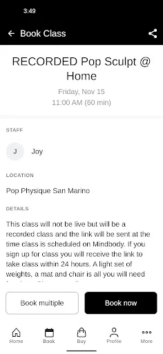 Pop Physique ऐप डाउनलोड करें – फिटनेस क्लास बुक करें - Screenshot 3