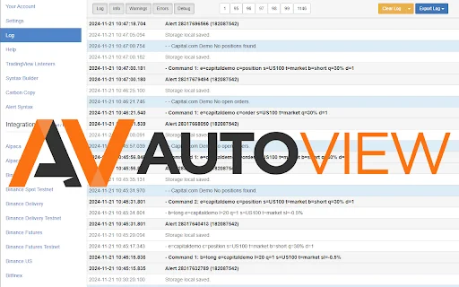 Autoview.com ट्रेडिंग एक्सटेंशन डाउनलोड करें – वेबहुक ऑटोमेशन - Screenshot 2