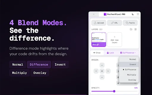 PerfectPixel Chrome Extension डाउनलोड करें – पिक्सेल-परफेक्ट वेब डिज़ाइन - Screenshot 4