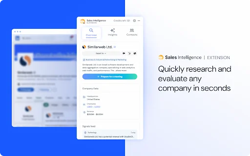Similarweb Sales Extension डाउनलोड करें – AI सेल्स इनसाइट्स और लीड्स - Screenshot 1