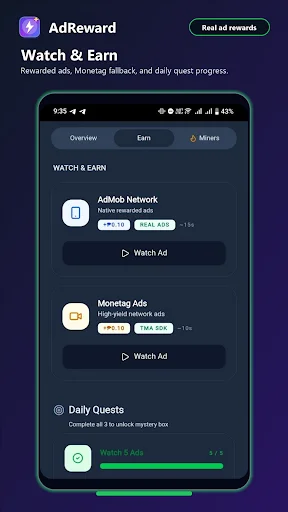 AdReward: Earn & Grow डाउनलोड करें – विज्ञापन देखकर पैसे कमाएं - Screenshot 2