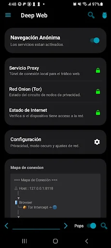 Deep Web: Navegador Anonimo डाउनलोड करें – सुरक्षित और निजी ब्राउज़िंग - Screenshot 2