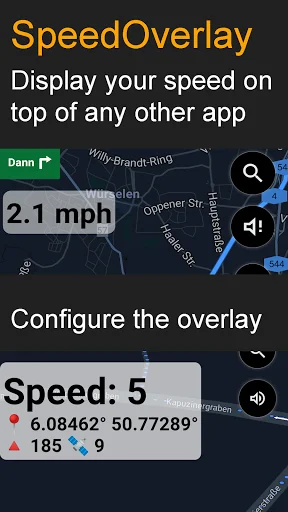 Speed Overlay डाउनलोड करें – सटीक GPS स्पीडोमीटर और नेविगेशन टूल - Screenshot 1