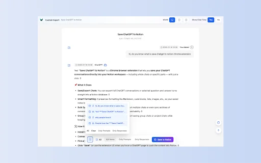 Save ChatGPT to Notion डाउनलोड करें – ChatGPT चैट एक्सपोर्ट करें - Screenshot 3
