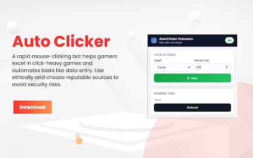 Auto Clicker – Chrome के लिए सबसे तेज़ ऑटो क्लिकर टूल डाउनलोड करें - Screenshot 1