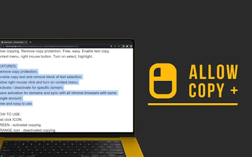 Allow Copy + डाउनलोड करें – वेब कॉपी सुरक्षा हटाएं और टेक्स्ट कॉपी करें - Screenshot 2