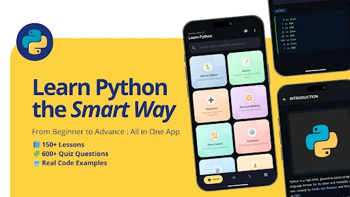 Learn Python ऐप डाउनलोड करें – पायथन कोडिंग सीखें और क्विज़ हल करें - Screenshot 1