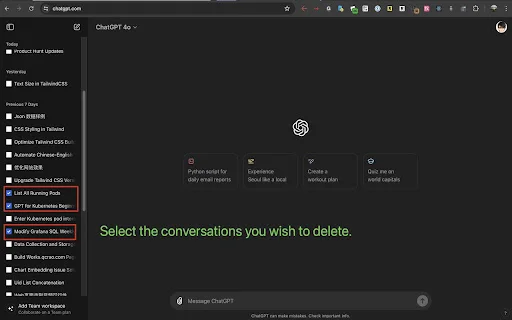 ChatGPT Bulk Delete डाउनलोड करें – ChatGPT चैट आसानी से डिलीट करें - Screenshot 2