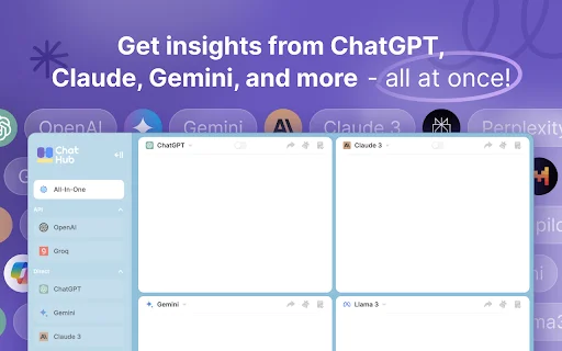 ChatHub डाउनलोड करें: ChatGPT, Gemini, Claude एक साथ उपयोग करें - Screenshot 1