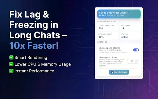 ChatGPT के लिए Speed Booster डाउनलोड करें – लैग और हैंग ठीक करें - Screenshot 1