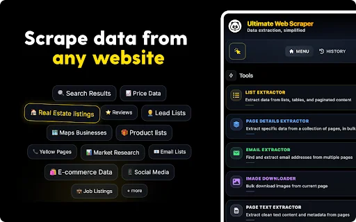 Ultimate Web Scraper डाउनलोड करें – डेटा एक्सट्रैक्शन टूल - Screenshot 1