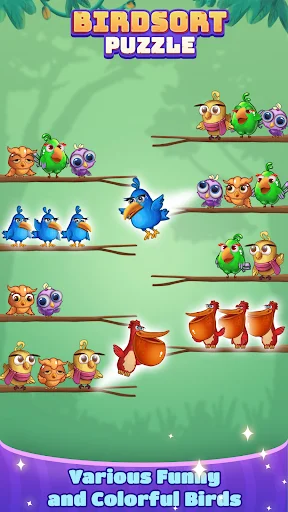 Bird Sort: Color Puzzle Master डाउनलोड करें – रंगीन पहेली गेम - Screenshot 11