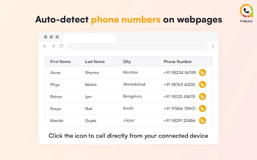 Quick Call by Callyzer डाउनलोड करें – ब्राउज़र से सीधे कॉल करें - Screenshot 1