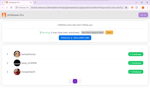 Unfollow Pro डाउनलोड करें – Instagram के लिए सर्वश्रेष्ठ Bulk Unfollow टूल - Screenshot 3