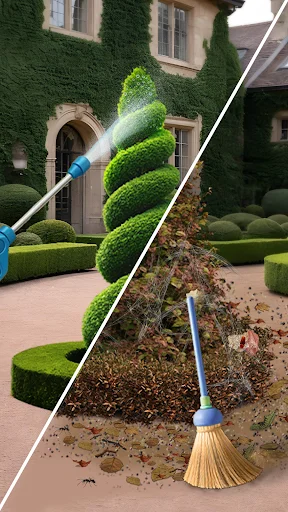 Lawn Care ASMR Cleaning डाउनलोड करें – रिलैक्सिंग गार्डन गेम - Screenshot 1